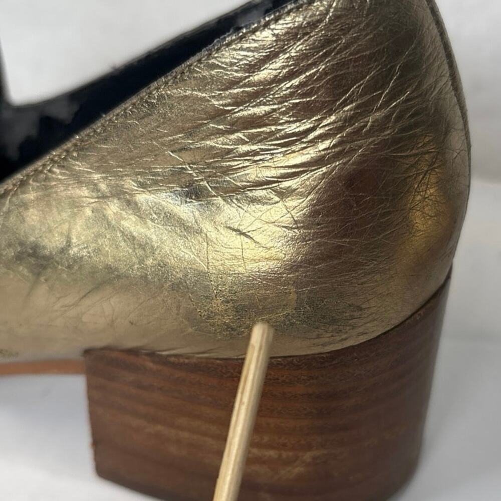 Rebecca Minkoff Edie Loafers Women's 8 Gold Metallic Tassel Heeled Leather - Picture 12 of 12